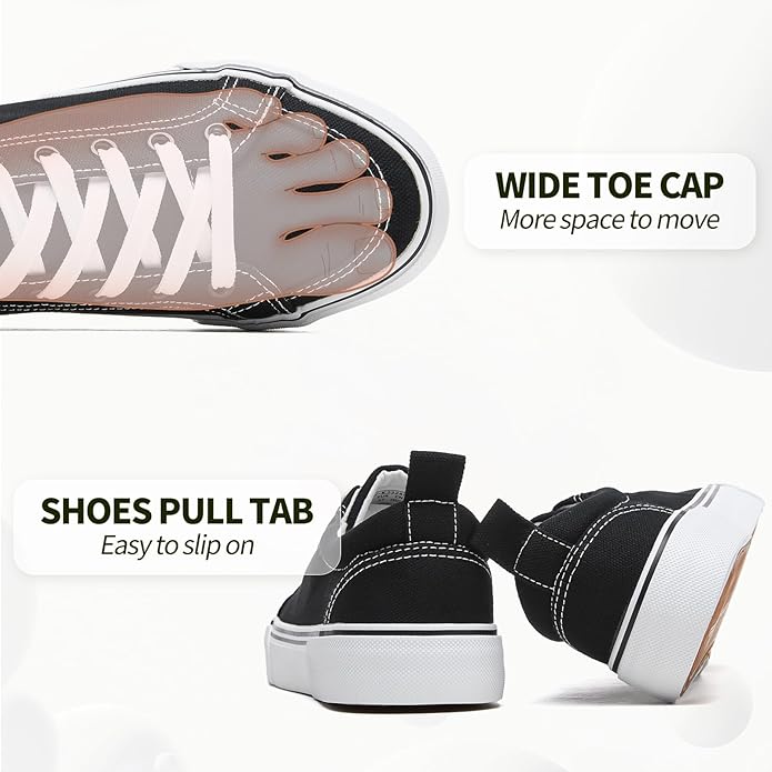 Uoidru Canvas Shoes for Women White Tennis Sneakers Womens Black Shoes Casual Comfortable Low Top Skateboard Fashion Sneakers