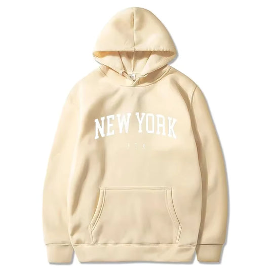 Men New York U.S.A City Hoodies Fashion Letter Printed Graphic Sweatshirts Loose Casual Harajuku Hooded Pullover Sportwear